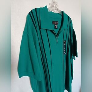 Shaquille O'Neal Men's  Deep Lake Green Knit Zip Polo 3XL